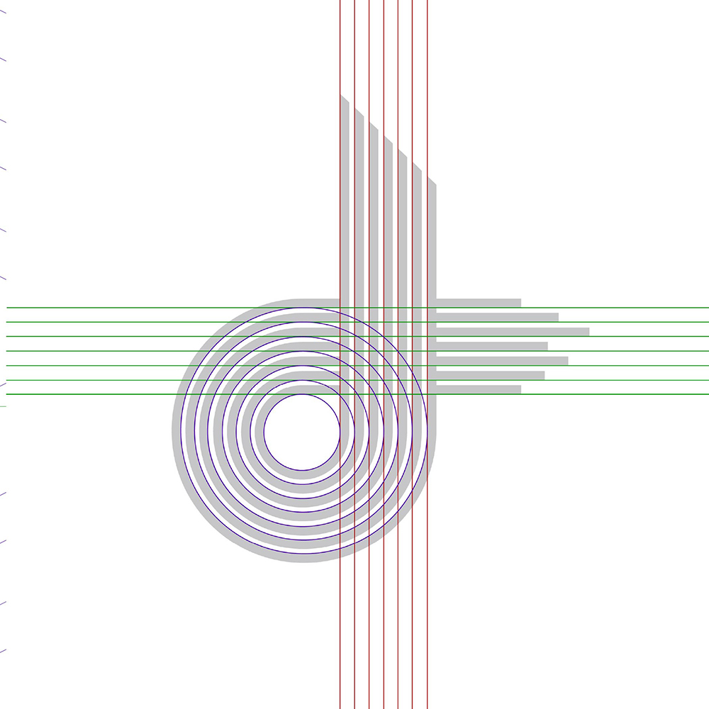 ODYS design board: the logo on its construction grid